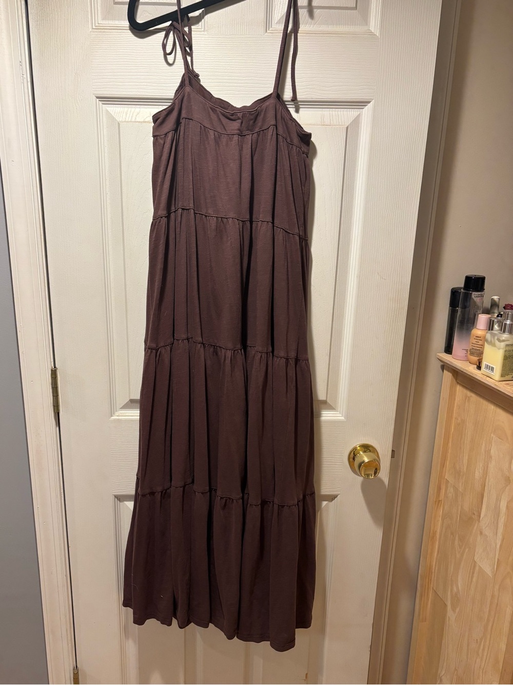 American Eagle Outfitters Brown Tiered Maxi Dress with Adjustable Straps